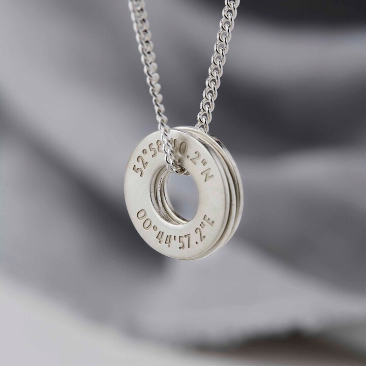 Etsy Personalised Sterling Silver Gps Necklace - Custom Engraved Coordinates Necklace For The Travel Lover