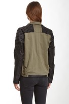 Thumbnail for your product : Maison and Scotch Leather Sleeve Military Jacket