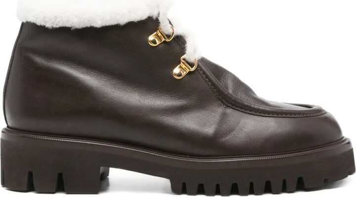 Truman's Shearling-Trimmed Lace-Up Boots