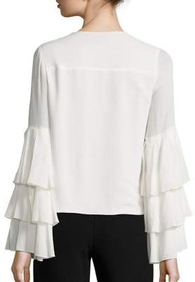 Alexis Valencia Silk Tiered Bell Sleeve Top