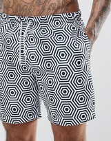 Thumbnail for your product : ASOS Swim Shorts With Geo Print In Mid Length