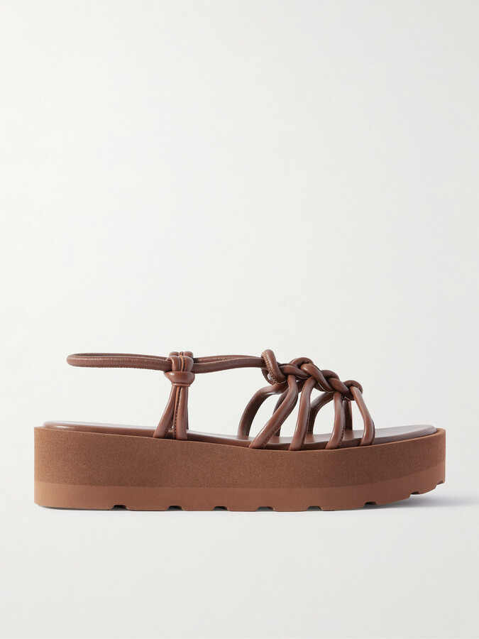 Gianvito Rossi - Hebe 45 Knotted Leather Platform Sandals - Brown