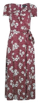 Dorothy Perkins Womens **Tall Berry Floral Print Ruffle Midi Dress