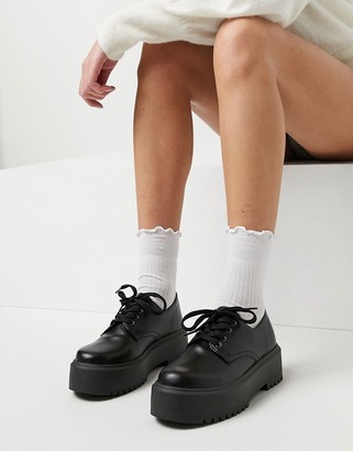 Asos design mine chunky flat shoe in black Clearance