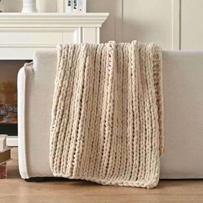 water bed outlet A Blanket For Couch, Hand Knitted With Thick Jumbo Chenille Yarn, Cozy Soft Large Rope Knot Cable Crochet Blankets For Sofa Bed Living Room