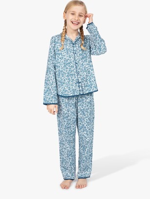 Cyberjammies Kids' Maria Leaf Print Pyjamas, Teal