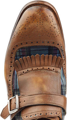 Church's Leather Monk Shoes with Printed Fabric