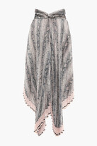 Thumbnail for your product : Zimmermann Corsage Pleat Asymmetric Snake-print Chiffon Midi Skirt