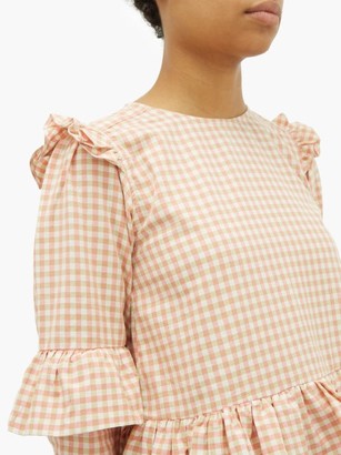 Story mfg. Tulsi Gingham Organic-cotton Mini Dress - Pink Multi