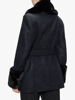 Thumbnail for your product : Ted Baker Llotie Faux Fur Trim Coat, Navy