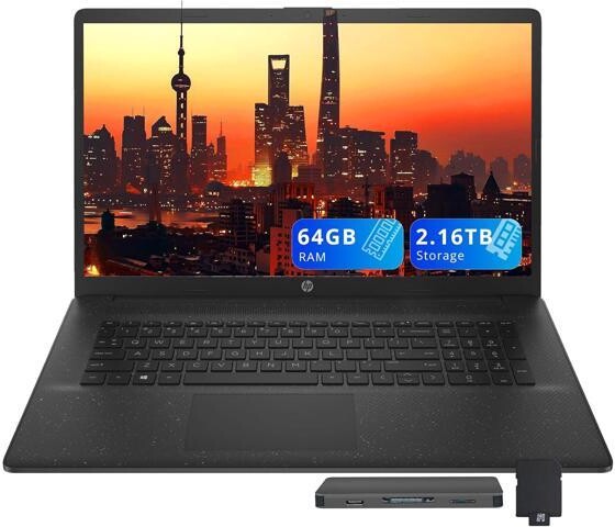 HP 17.3' FHD IPS Business Laptop, Intel i5-1334U, 64GB RAM, 2.16TB Storage (2TB SSD+160GB Docking Station Set), Intel Graphics, Full-Size Keyboard,...