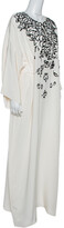 Thumbnail for your product : Oscar de la Renta Cream Silk Sequin Embellished Belted Kaftan M