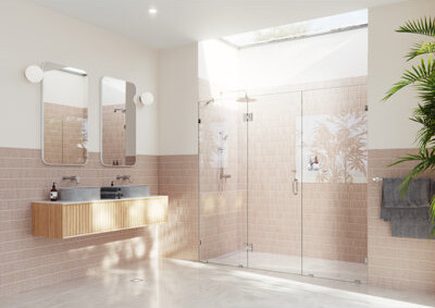 Glass Warehouse Stellar 88.25 in. W x 78 in. H Fully Frameless 3 Panel Inline Glass Hinged Shower Enclosure