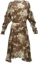Thumbnail for your product : Preen by Thornton Bregazzi Jemima Floral-printed Satin-devore Dress - Brown Multi