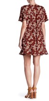 Thumbnail for your product : Angie Short Sleeve Deep V Ladder Lace Floral Print Ruffle Hem Dress