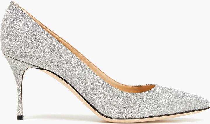 silver sequin pumps