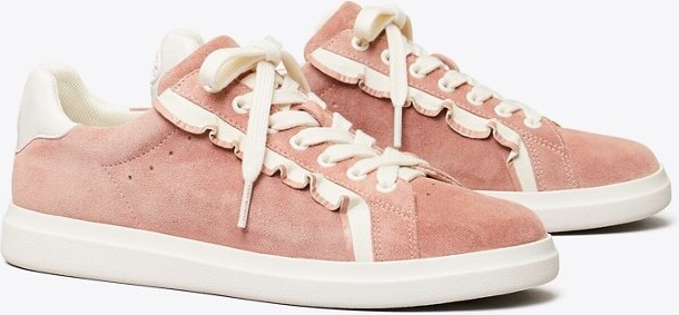 ToryBurch ★ Double T Howell Ruffle Court Double T Howell Court Sneaker: Women's Designer Sneakers