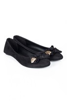 Thumbnail for your product : Select Fashion Fashion Womens Black Metal Cap Bow Ballerina - size 3