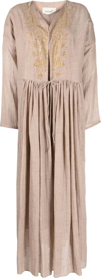 Bambah Embroidered Linen Kaftan Dress