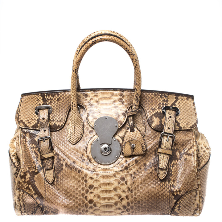 Ralph Lauren Beige Python Ricky Tote - ShopStyle