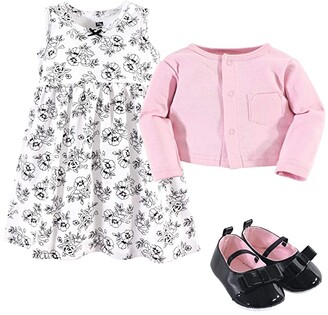 Hudson Baby Cotton Dress, Cardigan and Shoe Set (Infant)