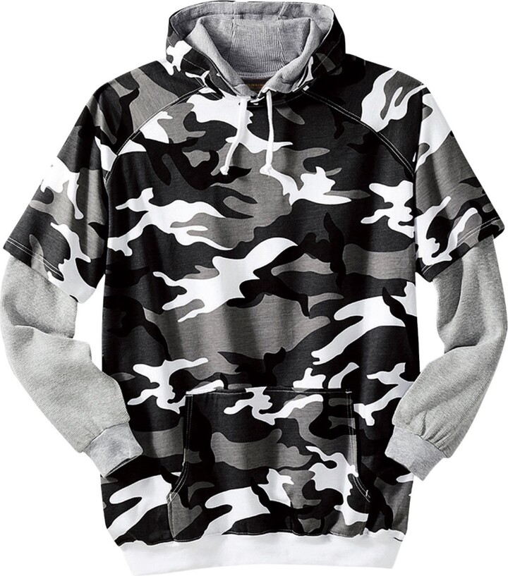 Boulder Creek by KingSize Men's Big & Tall Thermal-Lined Layered Look Hoodie