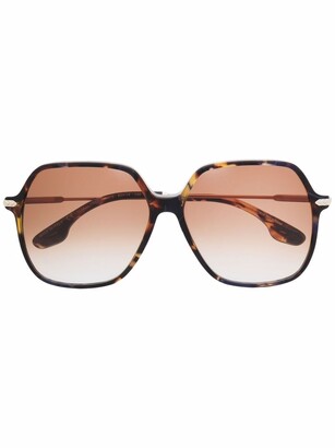 Victoria Beckham Tortoiseshell-Effect Oversized Sunglasses
