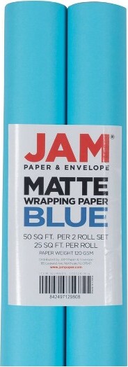 Jam Paper Gift Wrap, Glossy Wrapping Paper, 25 Sq ft per Roll, Black, 2/Pack