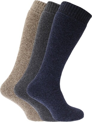 Men's Clothing Wool Socks MENS 6 PAIRS LONG THICK WOOL THERMAL WINTER WARM  WALKING HIKING SKI BOOT SOCKS (Grey Mix Knee Length) - ShopStyle