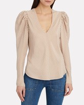 Thumbnail for your product : Frame Shirred Striped Silk Blouse
