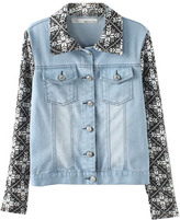 Thumbnail for your product : ChicNova Knitted Snowflakes Splicing Denim Coat