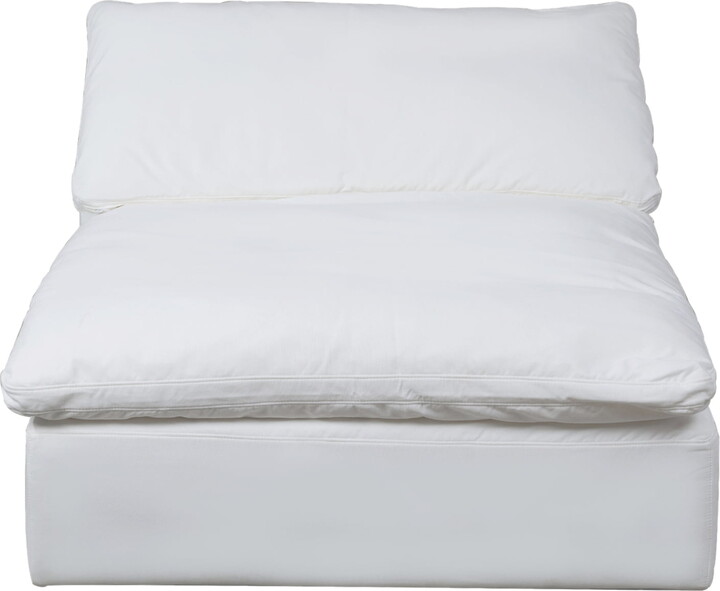 Sunset Trading Puff 44" Fabric Slipcovered Armless Chair in White