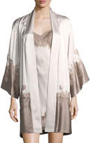 Thumbnail for your product : Josie Natori Lolita Colorblock Lace-Trim Silk Robe