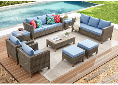 Latitude Run Duponta 9 Piece Sectional Seating Group with Cushions