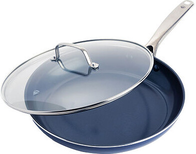 Blue Diamond Infused Ceramic Non-Stick 12" Frying Pan Skillet with Lid