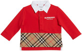 Thumbnail for your product : Burberry Mini Quentin Check-Panel Rugby Polo Shirt, Size 6M-2