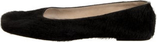 The Row Ponyhair Flats Black Square-Toes Designer