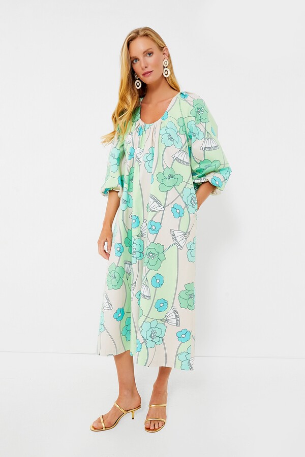 Hyacinth House Green and Blue Floral Dorinda Midi Dress - ShopStyle