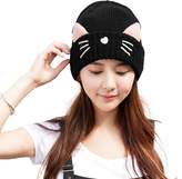 Thumbnail for your product : Siggi Cat Ears Beanie Pussy Cat Hat 100% Wool Ladies Winter Fleece Beanie Hats Warm Knitted Skull Cap Coffee