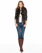 Thumbnail for your product : Neiman Marcus Looped Knit Faux-Leather-Trimmed Cardigan, Black/Gray