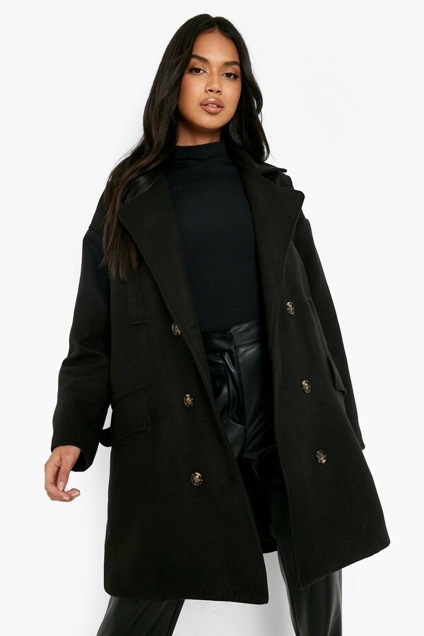 black wool cocoon coat