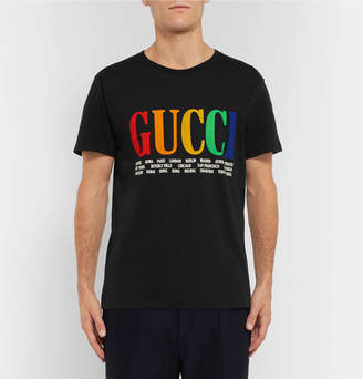 Gucci Printed Cotton-jersey T-shirt - Black