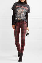 Thumbnail for your product : R 13 Kate Distressed Tartan Low-rise Skinny Jeans