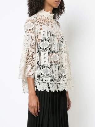 Anna Sui perforated lace blouse