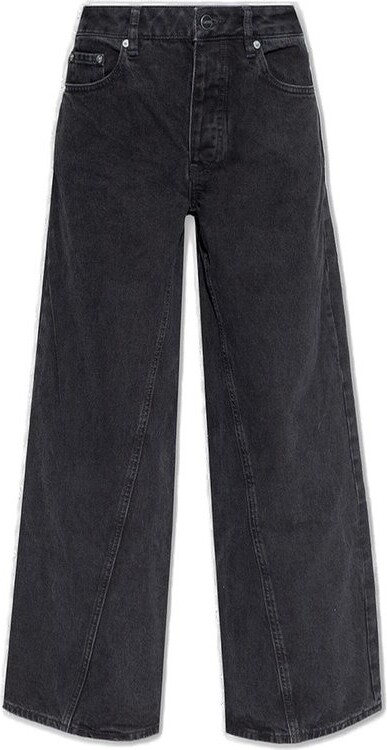 Ganni Logo-Patch Wide-Leg Jeans