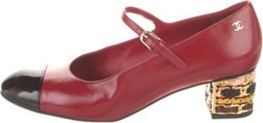 Chanel Patent Leather Pumps From the Pre-Fall 2023 Collection by Virginie Viard Burgundy Interlocking CC Logo & Chain-Link Accent Round-Toes Mary Jane Strap & Buckle Closure at Ankles Includes Box & Dust Bag Designer