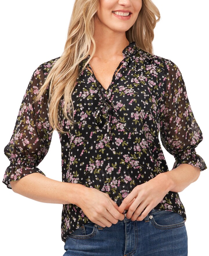 Dot Tie Neck Blouse | Shop the world's largest collection of 