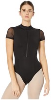 Thumbnail for your product : Bloch Zip Front Cap Sleeve Leotard (Black) Women's Jumpsuit & Rompers One Piece