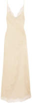 Thumbnail for your product : Carine Gilson Appliquéd Chantilly Lace-trimmed Silk-satin Nightdress