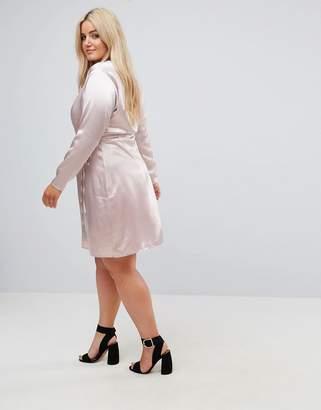 Fashion Union Plus Dress With Wrap Front In Satin